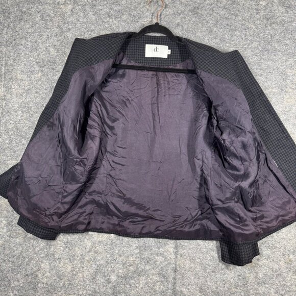 Vintage Devonshire Cream Gold Buttons Wool Houndstooth Boxy Blazer Size 14 - Picture 3 of 16